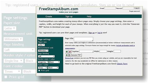 FreeStampAlbum.com Beta - make your own pages - balustradellc