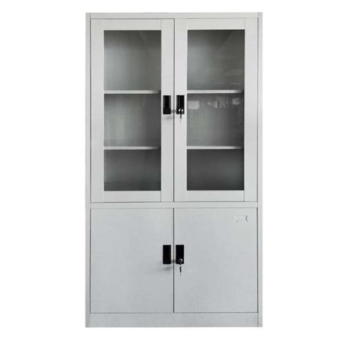 Freestanding Glass Door Metal Storage Cabinet for Multi-Scene Use - balustradellc