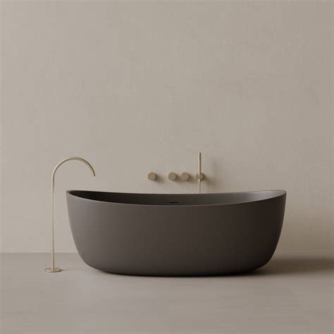 Freestanding Modern Oval Solid Surface Bathtub-Smooth Matte Stone … - balustradellc