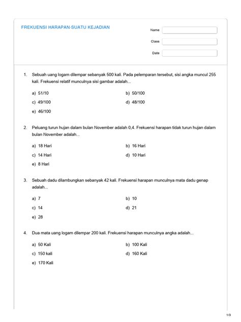 Frekuensi Harapan Dadu dan Uang Logam | PDF - Scribd - wintechmobiles.com