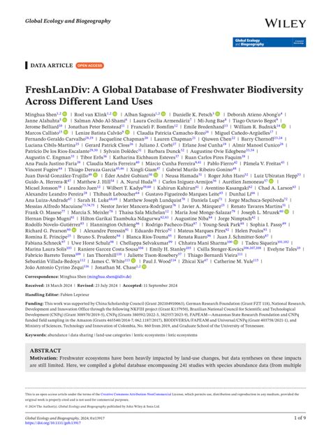FreshLanDiv: A Global Database of Freshwater Biodiversity Across ... - muktibox.com