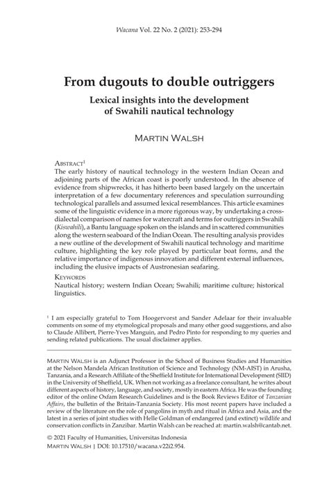 From dugouts to double outriggers; Lexical insights into the ... - wintechmobiles.com