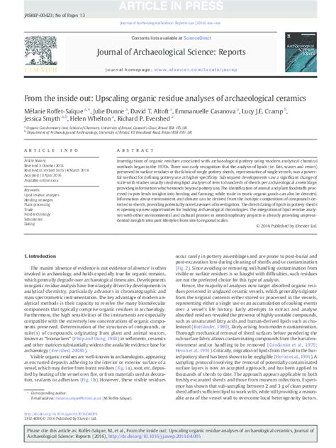 From the inside out: Upscaling organic residue analyses of ... - wintechmobiles.com