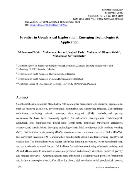 Frontier in Geophysical Exploration: Emerging Technologies - raincitystudios.com