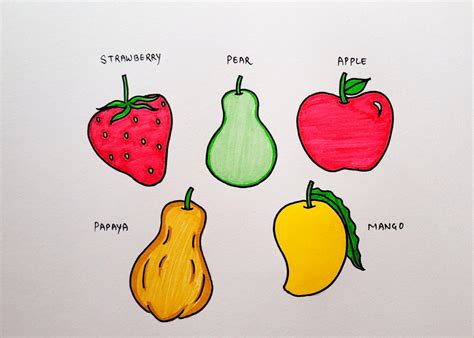 FRUIT Drawing Tutorial Easy Step by Step 🍓🍌🍒🍏 FRUIT Drawing Tutorial