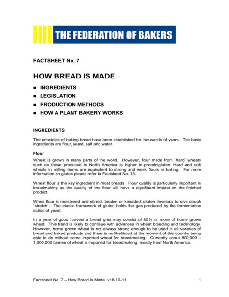 FS 7 How bread is made - Federation of Bakers