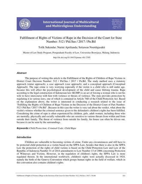 Fulfillment of Rights of Victims of Rape in the Decision of the Court ... - balustradellc