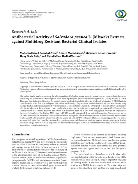 Full article: Antibacterial activity of Miswak (Salvadora persica L ... - wintechmobiles.com