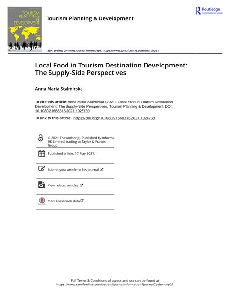 Full article: Local Food in Tourism Destination Development: The Supply ... - balustradellc