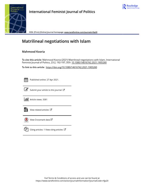 Full article: Matrilineal negotiations with Islam - wintechmobiles.com