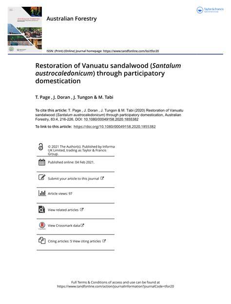 Full article: Restoration of Vanuatu sandalwood … - raincitystudios.com