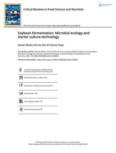 Full article: Soybean fermentation: Microbial ecology and starter ... - muktibox.com