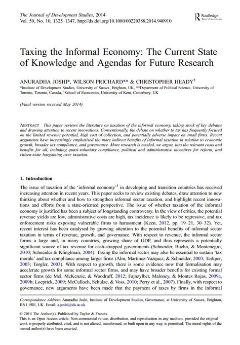 Full article: Taxing the Informal Economy: The Current State of ... - balustradellc