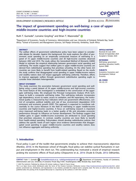 Full article: The impact of government spending on well-being: a case ... - balustradellc