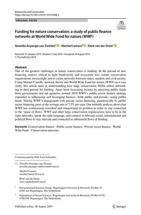 Funding for nature conservation: a study of public … - raincitystudios.com