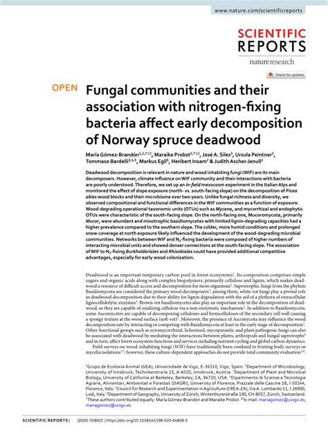 Fungal communities and their association with nitrogen-fixing ... - Nature - raincitystudios.com