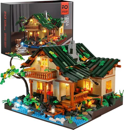 FUNWHOLE Lakeside-Lodge Building Set with LED Lights - amazon.com