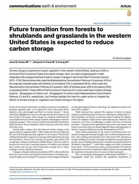 Future transition from forests to shrublands and grasslands in the ... - raincitystudios.com