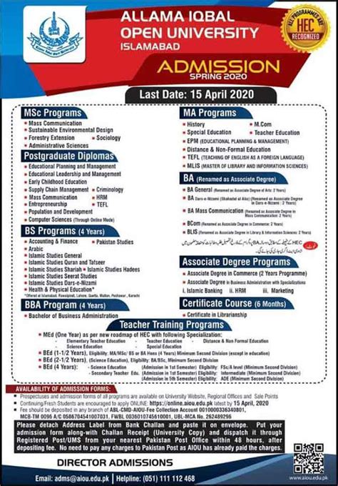 Fa tutor confrmation spring 2020.  Allama Iqbal Open University, the lar...