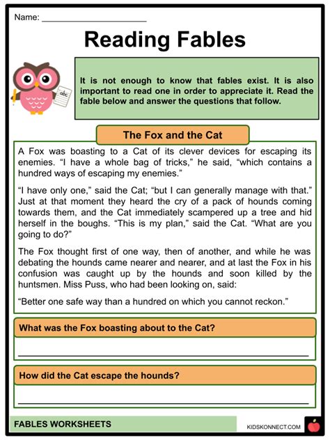Fable Comprehension Sheet Answers