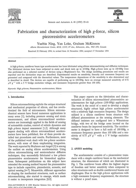 Fabrication and characterization of high g-force, silicon ...