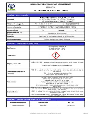 Fabuloso sds 2022. This industrial Safety Data Sheet is not intended for consumers and does not address consumer use of the product. For information regarding consumer applications of this product, refer to the product label. Version 1.0 Revision Date: 07/11/2022 SDS Number: 660000017092 Date of last issue: - Date of first issue: 07/11/2022 1 / 11 SECTION 1. 