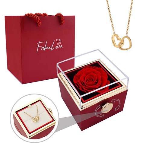 Fabulove. 7/10. The product is fine. Quality of the Rose and display box is good. Quality of necklace is good. The engraving on the hearts are difficult to read, Even under light. I paid for express shipping and it still took about a month to arrive. My thoughts on this Is that this company is just drop shipping. 