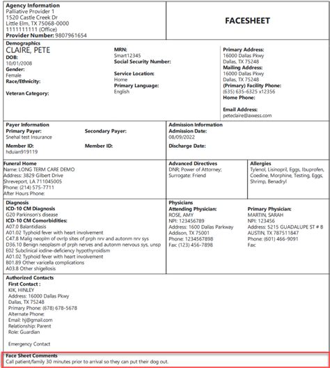 Face Sheet Comments Help Center
