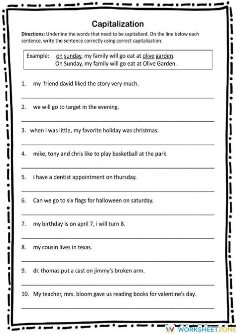 Face sentence for class 1.  In these worksheets, students put that capitalization rule to...