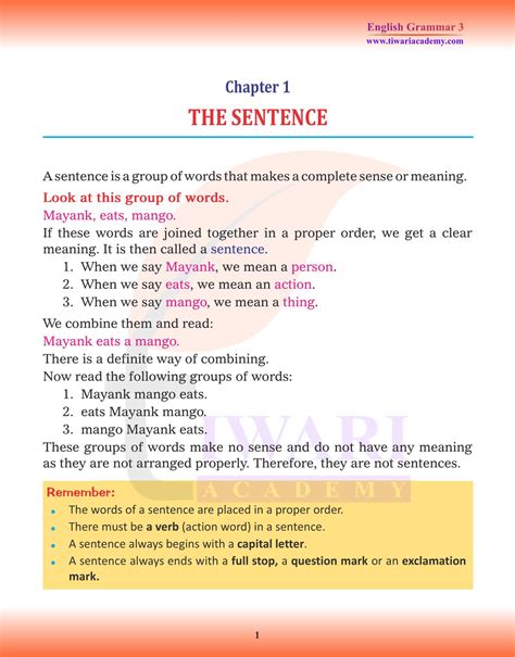 Face sentence for class 3.  Discover essential grammar rules for Class 3 with simple exp...
