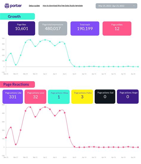 Facebook Insights overview report template on Google Data Studio