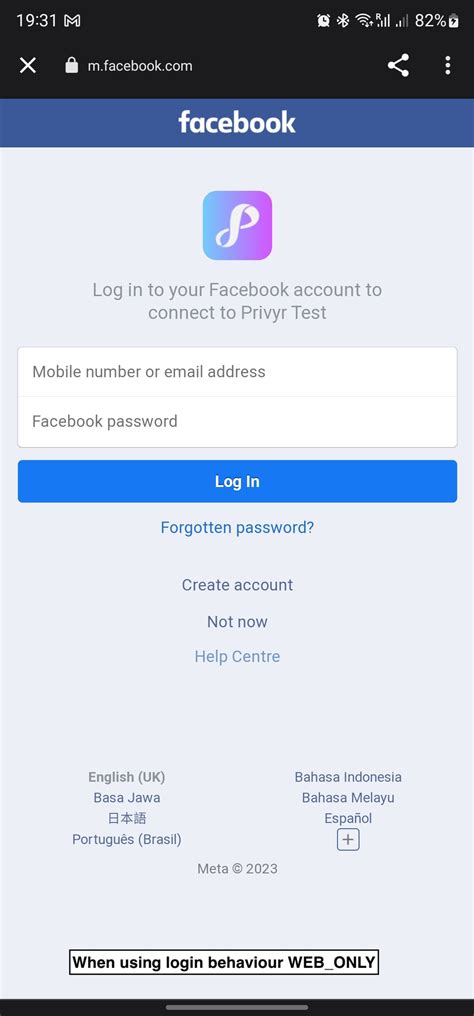 Facebook Login Webview Ios
