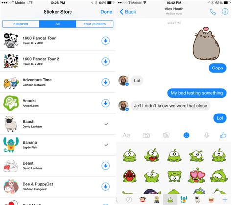 Facebook Stickers in Messages and Chat