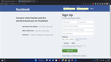 Facebook login message
