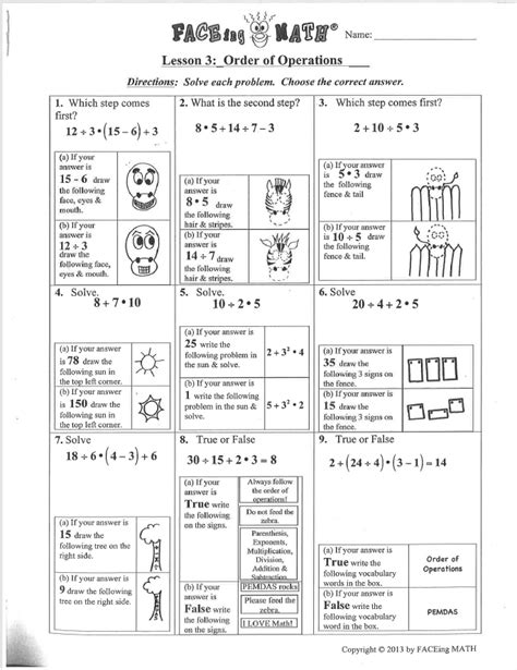 Faceing Math Lesson 9 Answers