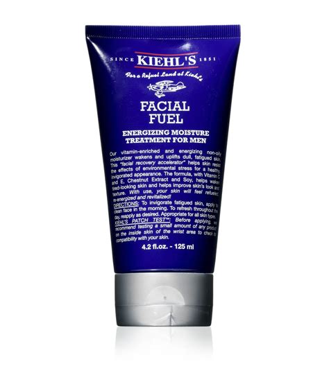 Facial fuel. In stock. Kiehl's Facial Fuel Moisturiser 125ml. £33.59. £38.50. Add to Bag. Facebook Share Pin Tweet Email. This vitamin enriched, energising, non-oily moisturiser wakens and uplifts dull fatigued skin. Kiehl's Facial Fuel also helps protect against the effects of environmental aggressors resulting in a healthy invigorated appearance. 