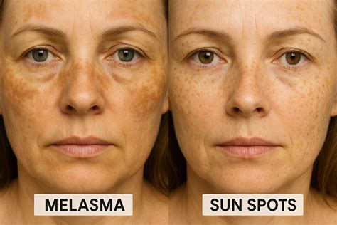 Facial sun spot.  Learn the difference between freckles, melasma and sun spots, Liver spots...