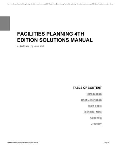 Facilities planning 4th edition solutions manual. - Guide to rio olympics tips for staying safe and healthy for olympics new year and carnival.