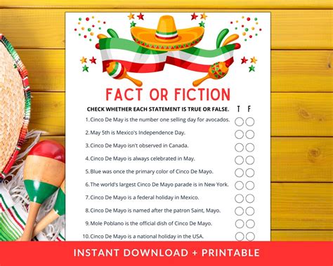 Fact or Fiction Cinco De Mayo Games Cinco De Mayo Party - Etsy