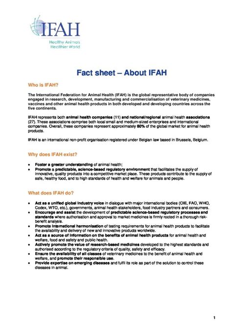 Fact sheet – About IFAH - HealthforAnimals