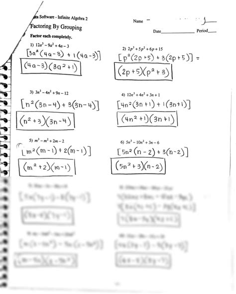 Factor By Grouping Worksheet Answers