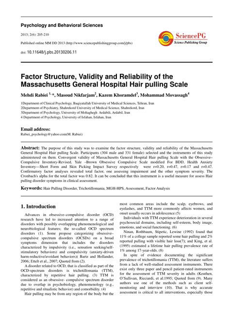 Factor Structure Validity of the... (PDF Download Available)