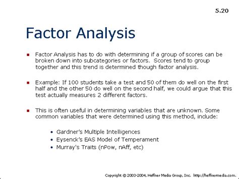 Start studying AP Psychology - Unit 11:Testing and Individual Differences. Learn vocabulary, terms, and more with flashcards, games, and other study tools. Search. Create. ... Identified with factor analysis, but rejected g. Research actually found that if one scored high in his tests you scored high in all of them, proving there actually is a g.
