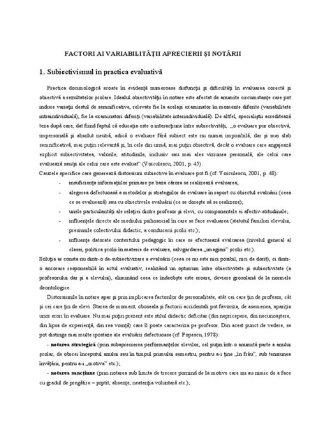 Factori perturbatori în apreciere și notare – EDICT