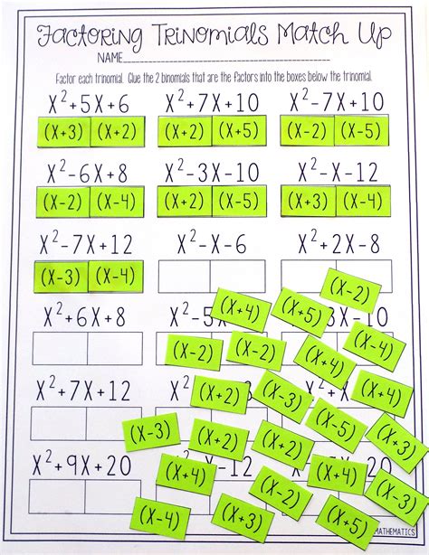 Factoring Trinomials A>1 Worksheets & Teaching Resources TpT