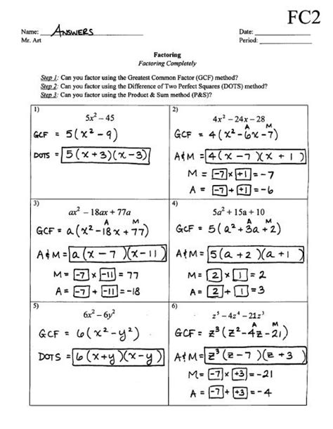 Factoring Refresher Quadrctic equations can be solved by factoring as well. use the problems below to refresh your fcfitoring skills O Common Fector 1. 12k -18 3. 14m 6 —35m 3 — 7m 2 When factoring, a!viays look Por a Trinomials (ax 2 + bx c, where a = l) 45 C 2C — 48 9. 36 11. 2k2 -16k -40 Trinomiais 13. + bx + c, where a > l). 