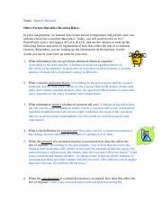 Factors Affecting Reaction Rates Study Guide Answers