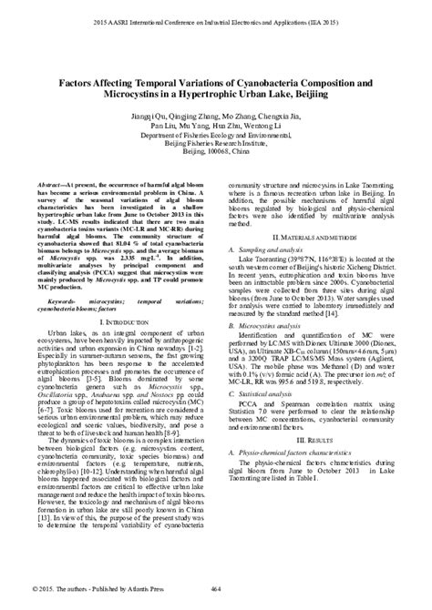 Factors Affecting Temporal Variations of Cyanobacteria …