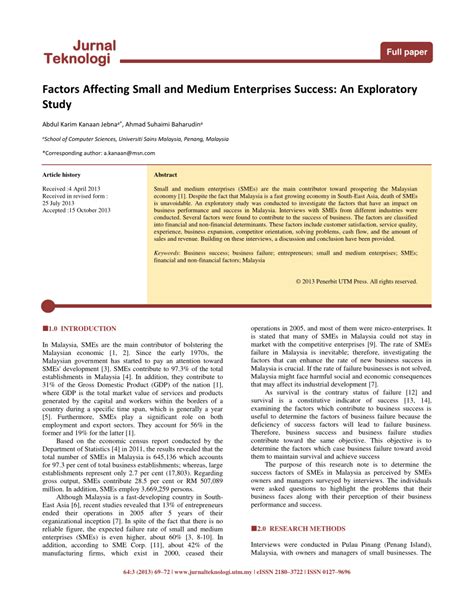 Factors affecting small and medium enterprises.  The purpose of this exploratory study is the ...