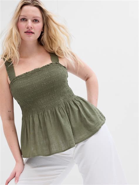 Factory: Smocked Puff-sleeve Peplum Top For Women - J.Crew